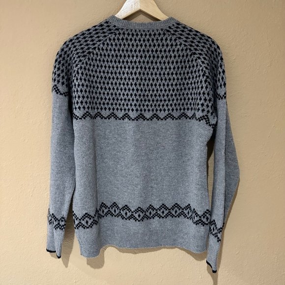 Goodthreads 100% Lambswool Fair Aisle Mens Size Medium Gray Sweater Cozy Holiday - Picture 6 of 9